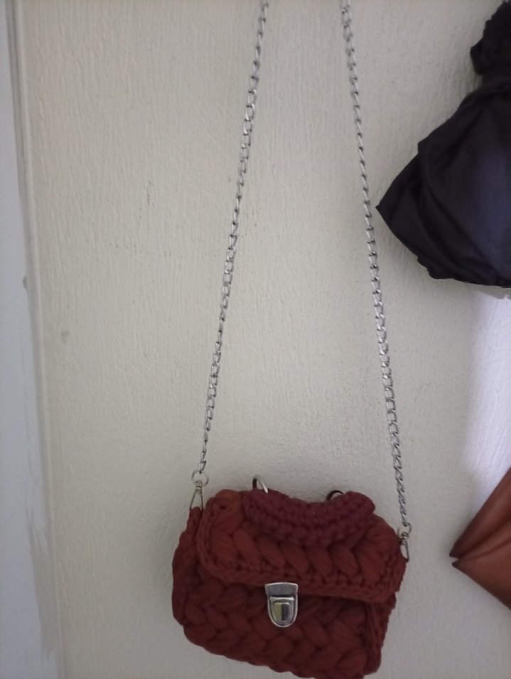 Bordo Örgü Kadın Çanta - Görsel 2