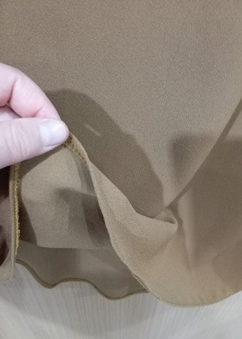 Bej Uzun Kollu Düğmeli Kadın Tunik - Görsel 5