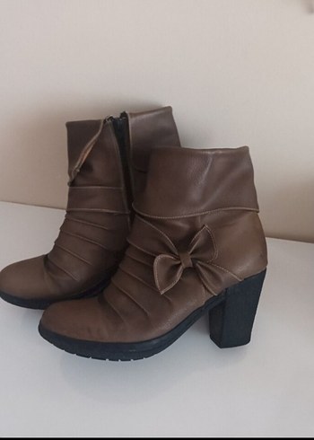 Kahverengi Kadın Deri Dolgu Topuklu Bot - Görsel 2