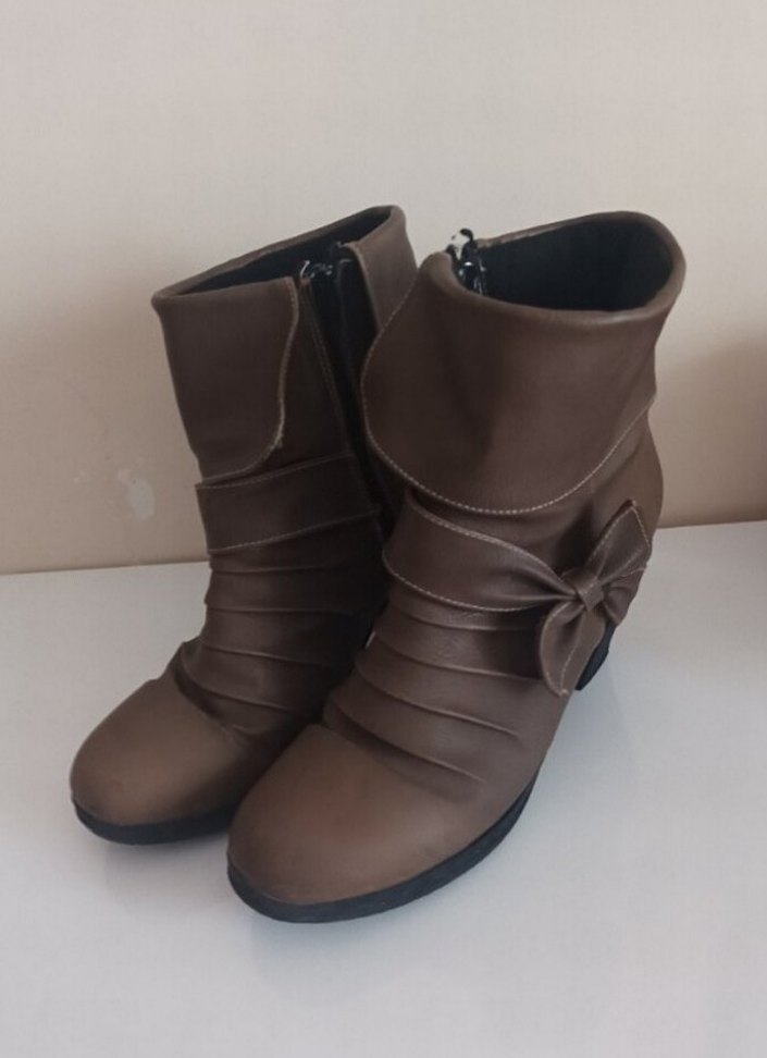 Kahverengi Kadın Deri Dolgu Topuklu Bot - Görsel 3