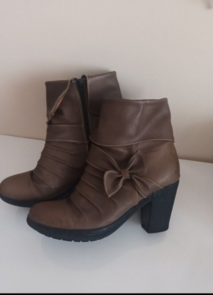 Kahverengi Kadın Deri Dolgu Topuklu Bot - Görsel 2