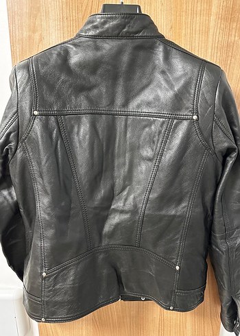 Siyah Deri Biker Ceket - Görsel 3