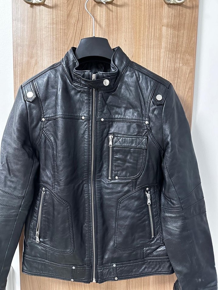 Siyah Deri Biker Ceket - Görsel 2