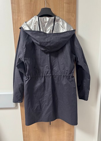 Gri Metalik Midi Boy Kadın Yağmurluk - Görsel 5