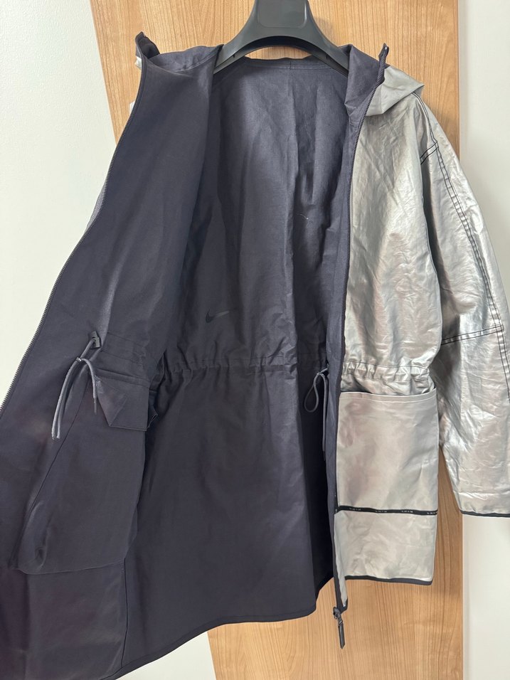 Gri Metalik Midi Boy Kadın Yağmurluk - Görsel 3