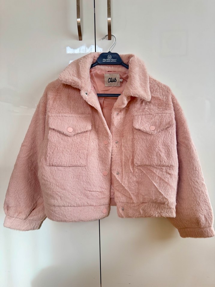 Pudra pembe Peluş Kadın Ceket - Görsel 2