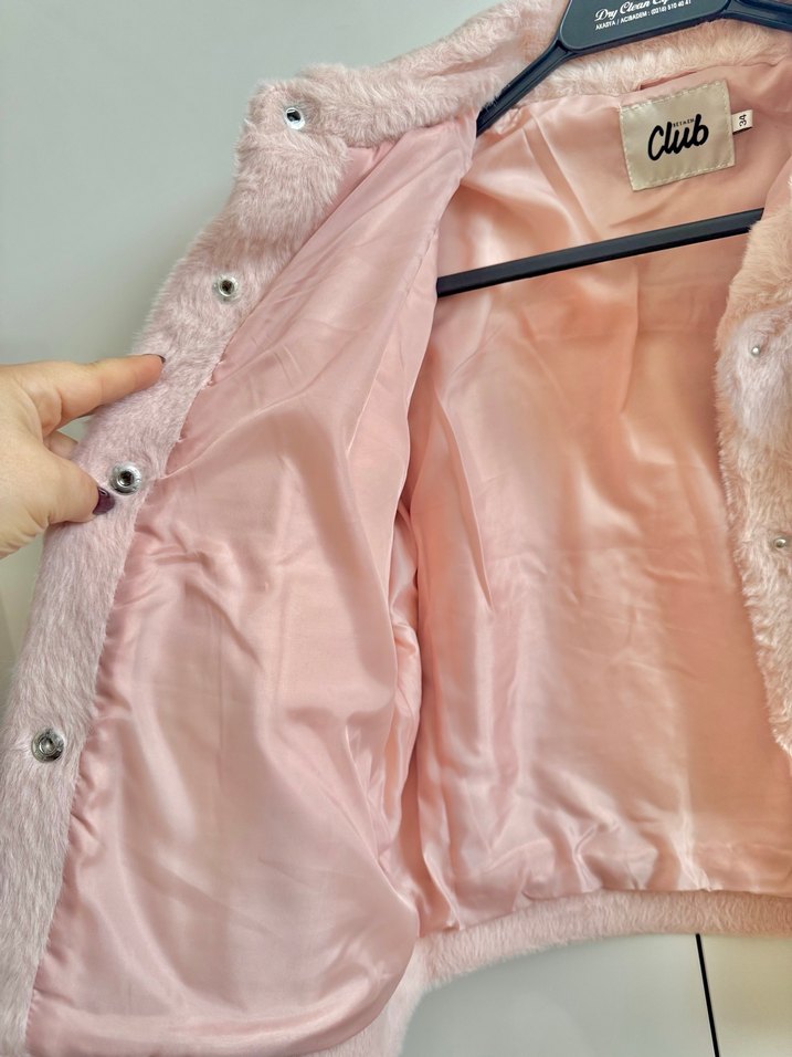 Pudra pembe Peluş Kadın Ceket - Görsel 4