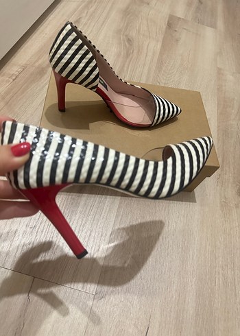 Zebra Desenli Kadın Stiletto Topuklu Ayakkabı - Görsel 6