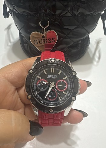 GUESS unisex Biker Stil Kırmızı Saat - Görsel 3