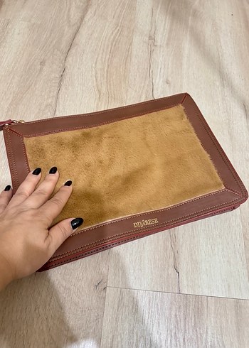 Kahverengi Kürklü deri Kadın Portföy Çanta - Görsel 8