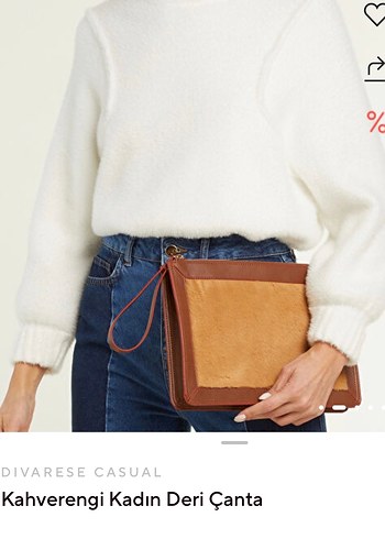 Kahverengi Kürklü deri Kadın Portföy Çanta - Görsel 9