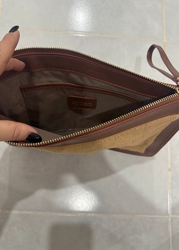 Kahverengi Kürklü deri Kadın Portföy Çanta - Görsel 4