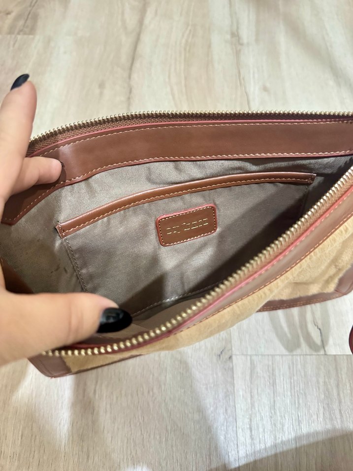 Kahverengi Kürklü deri Kadın Portföy Çanta - Görsel 3