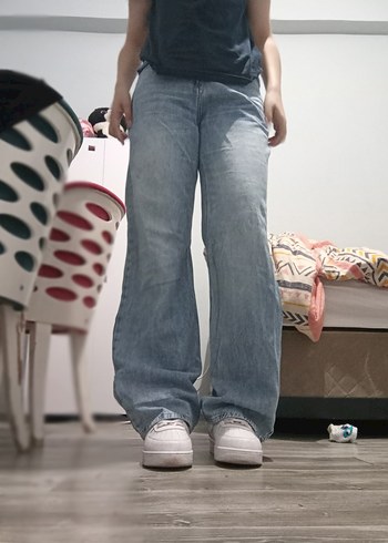 40 Beden mavi Renk mavi bol kot pantalon