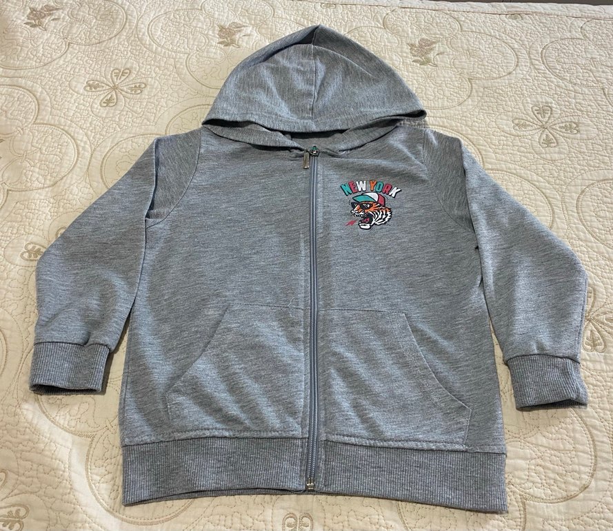 Erkek Çocuk Gri Kapüşonlu ince Fermuarlı Sweatshirt - Görsel 2