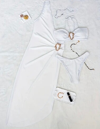 m Beden beyaz Renk Sıradışı butik bikini set