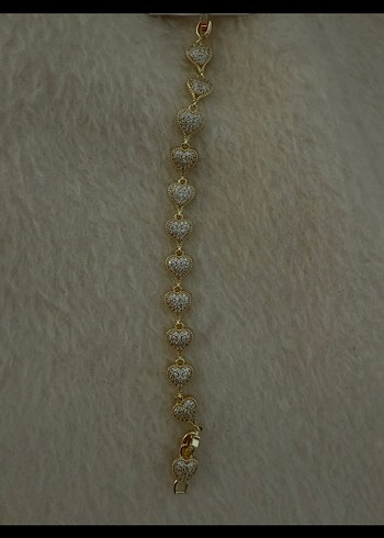 Altın Renkli Parlak kalp Desenli Bilezik - Görsel 2