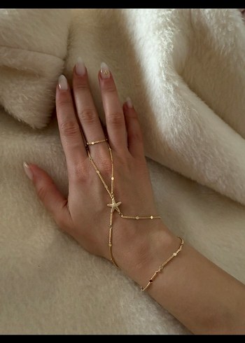 Boncuklu Altın Rengi Bohem Kadın El Zinciri - Görsel 2