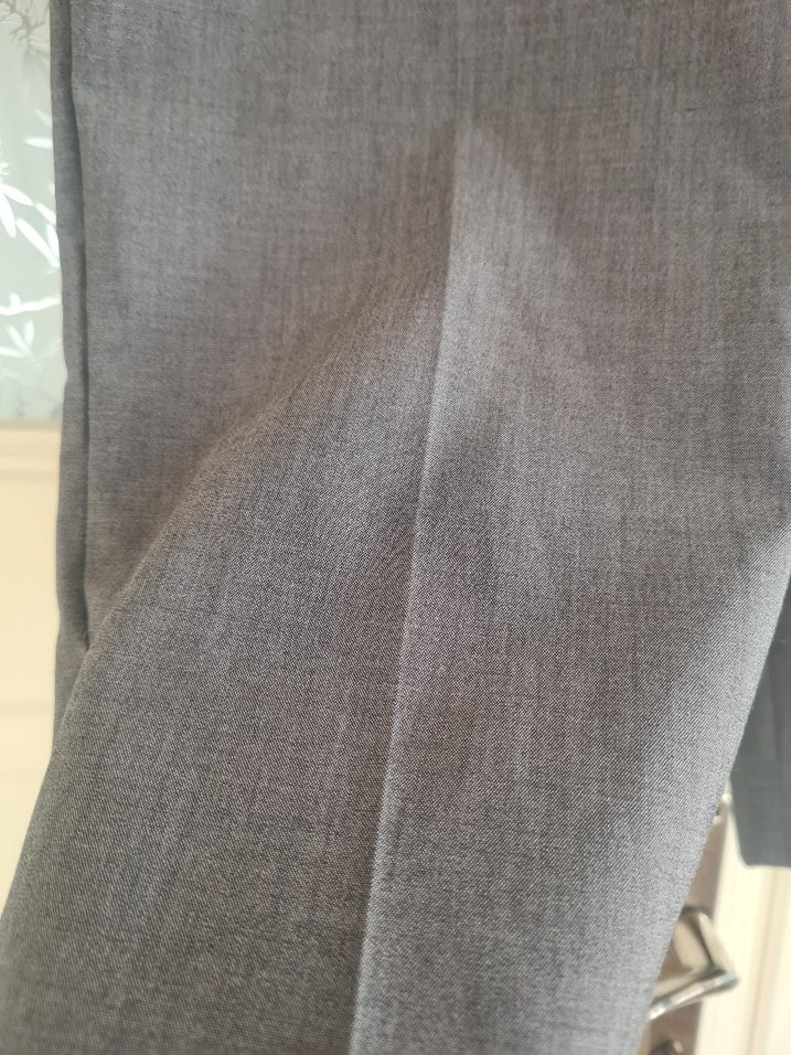 Gri Kadın Keten kısa  Kumaş Pantolon - Görsel 4