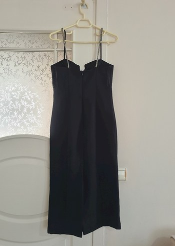 koton marka Siyah V Yakalı Uzun Askılı Kalem Elbise - Görsel 5