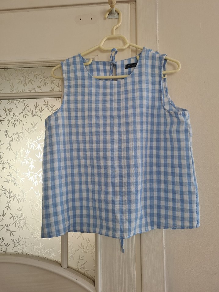 ekoseli kadın gömlek bağlama Detaylı - Görsel 3