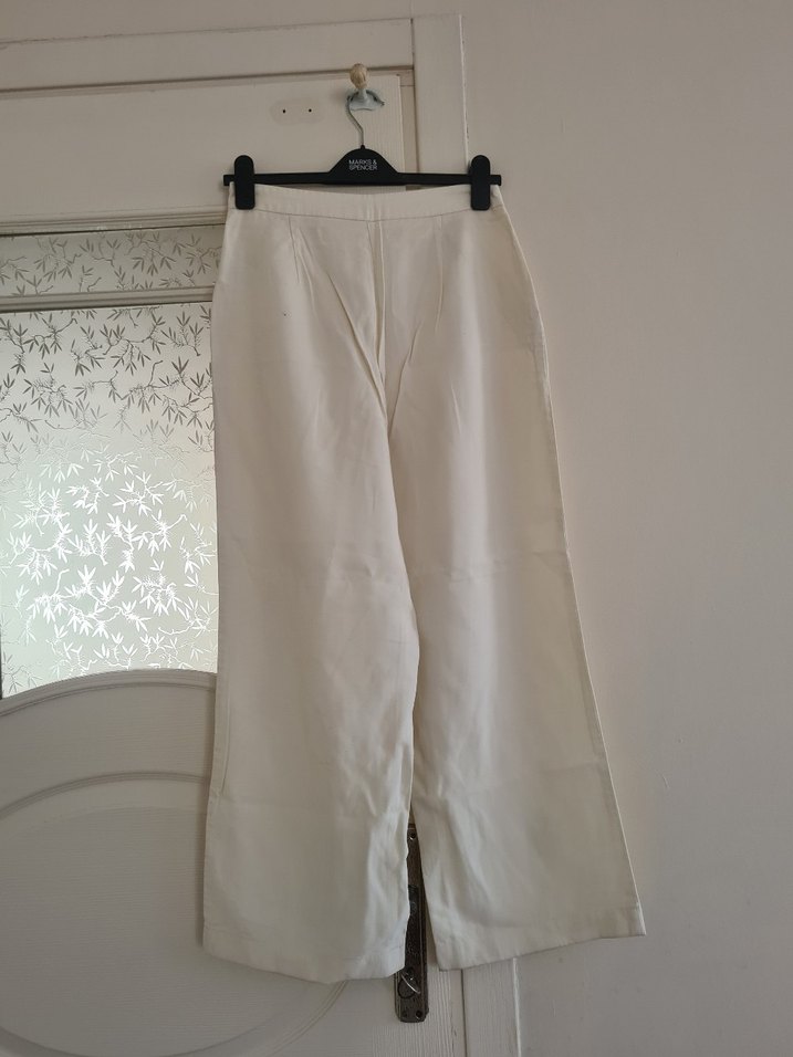 lcw marka Beyaz Keten Kadın Kumaş Pantolon - Görsel 4