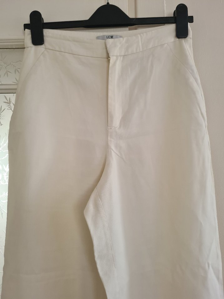 lcw marka Beyaz Keten Kadın Kumaş Pantolon - Görsel 2