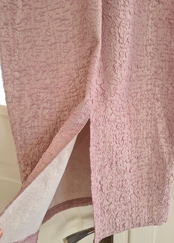 Pudra Pembe Drapeli Straplez Midi Elbise - Görsel 4