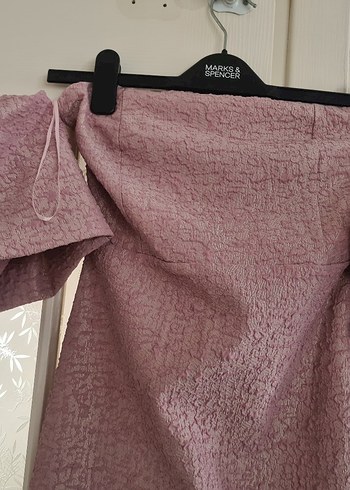 Pudra Pembe Drapeli Straplez Midi Elbise - Görsel 2