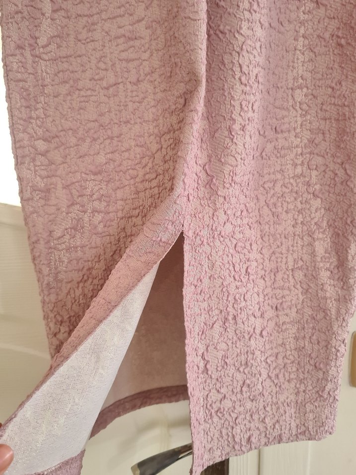 Pudra Pembe Drapeli Straplez Midi Elbise - Görsel 4