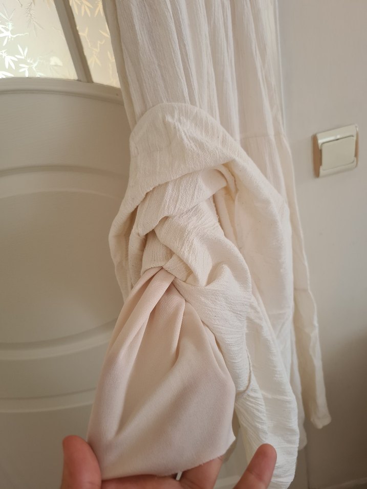 Bohem Tarzı Beyaz Uzun Askılı Elbise - Görsel 5