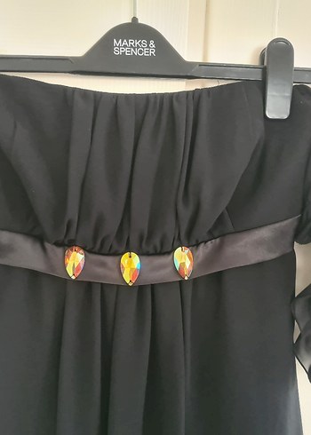 vintage model etiketli ve Düğmeli Siyah Straplez Midi Bluz - Görsel 2