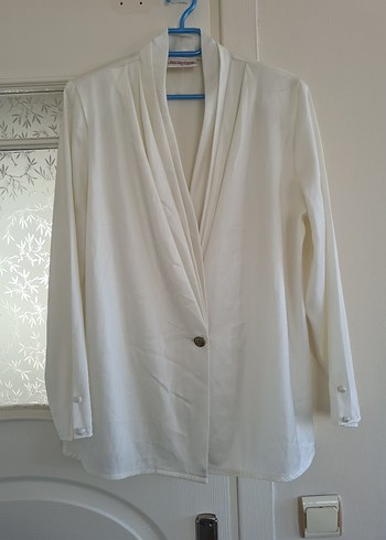 Kadın Beyaz vintage model Düğmeli Uzun Kollu gömlek - Görsel 2