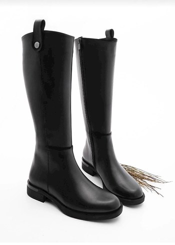 Kadın Siyah Deri çizme - Görsel 2