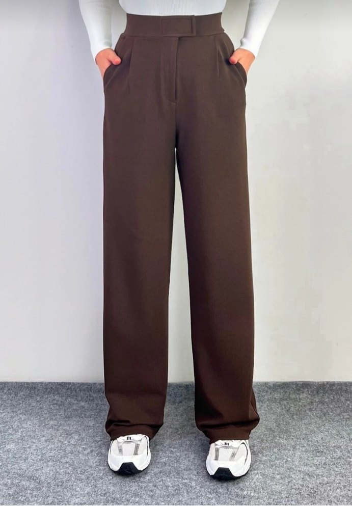 Kahverengi Regular Fit Midi Kumaş Pantolon - Görsel 2