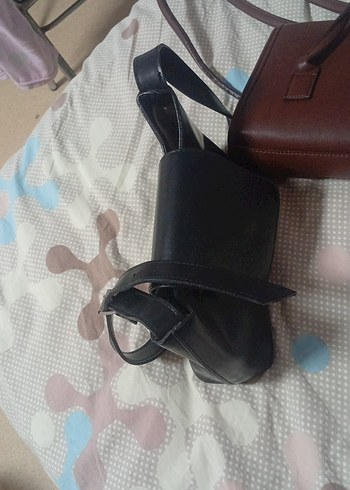 Kahverengi Deri Kadın Çanta ve siyah hediye çanta - Görsel 6