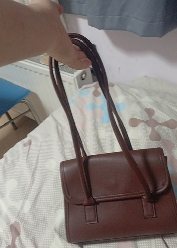Kahverengi Deri Kadın Çanta ve siyah hediye çanta - Görsel 3