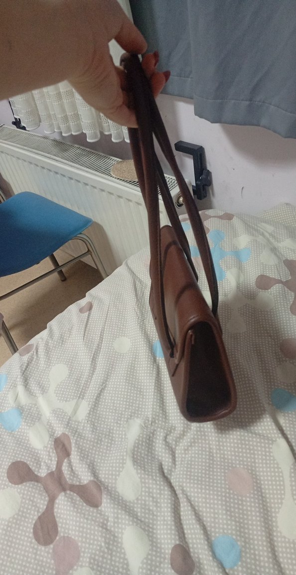 Kahverengi Deri Kadın Çanta ve siyah hediye çanta - Görsel 4