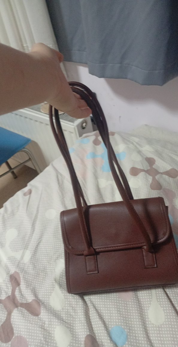 Kahverengi Deri Kadın Çanta ve siyah hediye çanta - Görsel 3