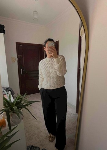 Kadın Siyah likralı Kumaş Pantolon - Görsel 3