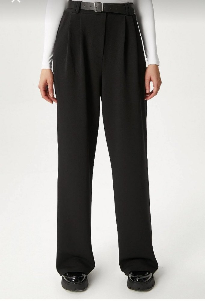 Kadın Siyah likralı Kumaş Pantolon - Görsel 2