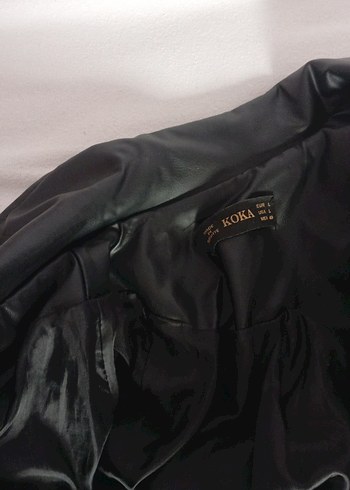 Kemerli Siyah Deri Kadın Ceket - Görsel 4