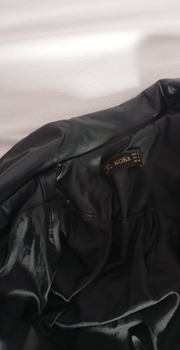 Kemerli Siyah Deri Kadın Ceket - Görsel 4