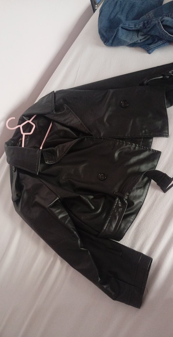 Kemerli Siyah Deri Kadın Ceket - Görsel 2