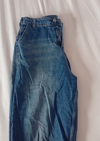 Kadın Parlak Lacivert Bol Kesim bagy  Kot Pantolon - Görsel 2