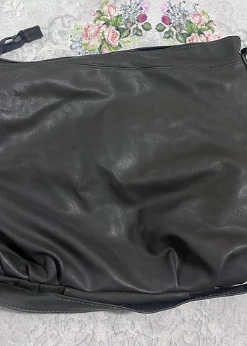 Kemer Detaylı Gri Deri Kadın Çanta vintage - Görsel 6