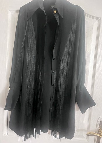 Orijinal Massimo Dutti Uzun Siyah Kadın Gömlek - Görsel 2