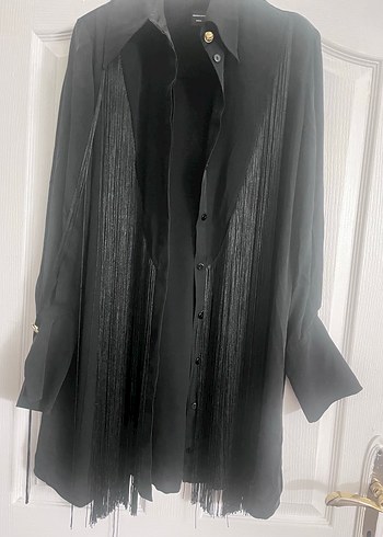 Orijinal Massimo Dutti Uzun Siyah Kadın Gömlek - Görsel 3