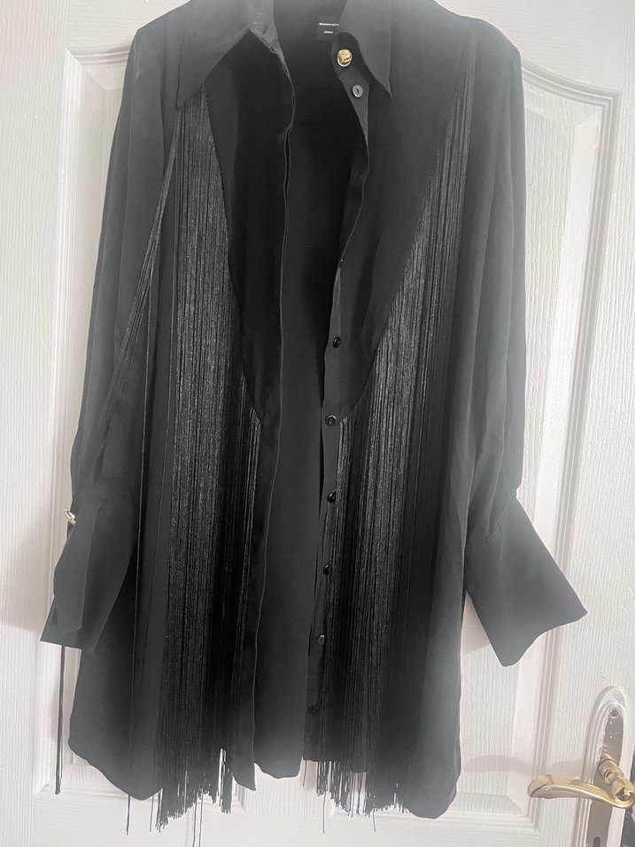 Orijinal Massimo Dutti Uzun Siyah Kadın Gömlek - Görsel 3