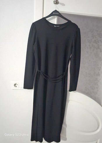 Siyah zara midi boy elbise